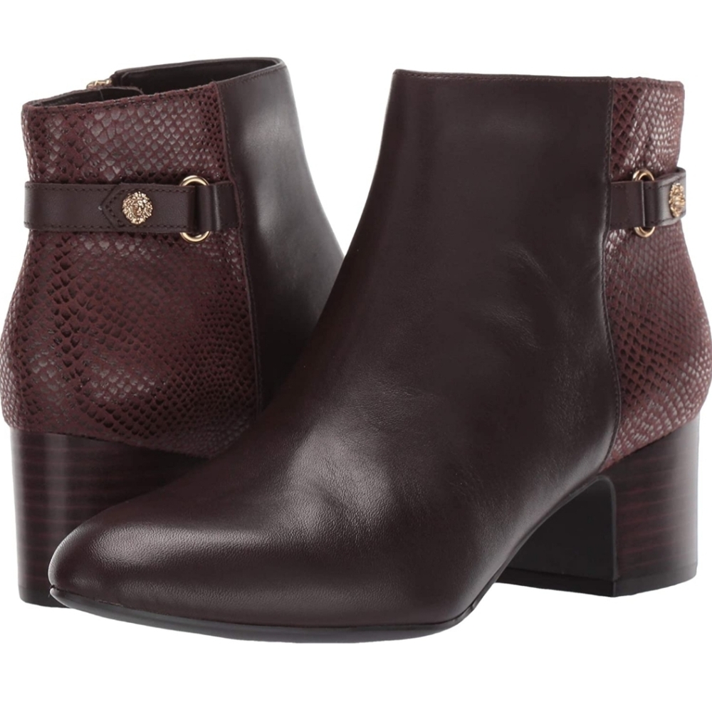 ANNE KLEIN AKHILDA ALKLE BOOTS BROWN WOMEN SHOES SIZE 7.5M.